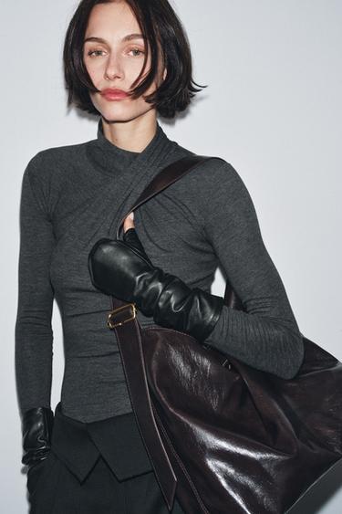 Zara Митенки из 100% кожи купить с доставкой.