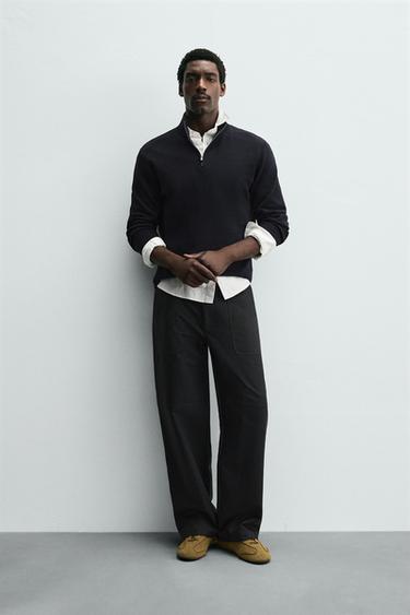 Zara Джемпер жемчужной вязки с молнией купить с доставкой.