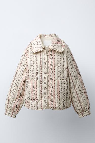 Zara Стеганая куртка с принтом