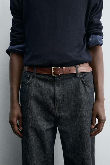 Zara Кожаный ремень с эффектом винтажа