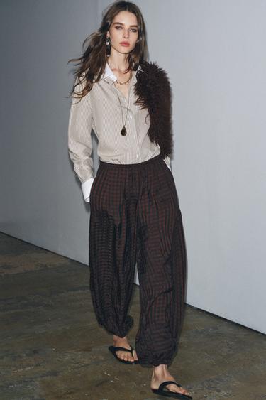Zara Рубашка в полоску с контрастной отделкой — ZW COLLECTION купить с доставкой.