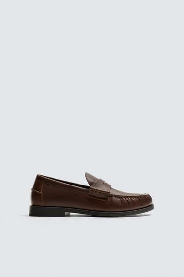 Zara Кожаные лоферы с планкой купить с доставкой.
