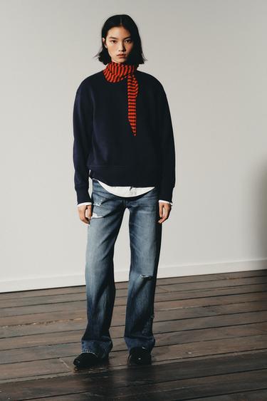 Zara Джинсы TRF WIDE-LEG с разрезами и средней посадкой