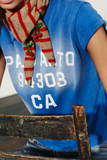 Zara Вязаная бандана в полоску с вишнями купить с доставкой.