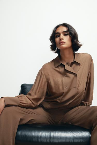 Zara Рубашка из 100% шелка с двойным рядом пуговиц купить с доставкой.