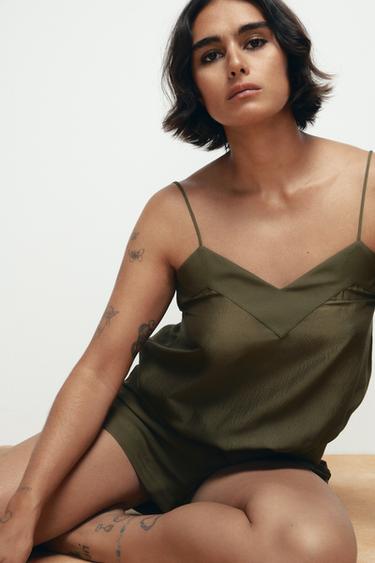 Zara Топ из 100% шелка на бретелях купить с доставкой.