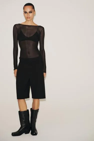 Полупрозрачяя футболка с драпировкой на спине- Заказать в России