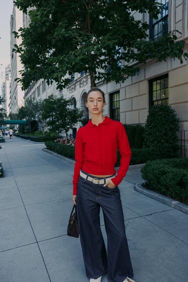 Zara Вязаный кардиган с воротником «питер пэн»