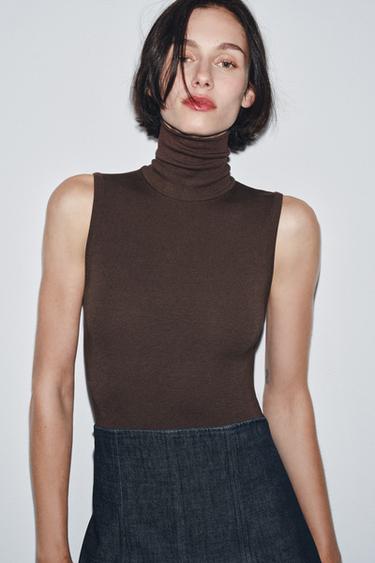 Zara Базовое боди с высоким воротником купить с доставкой.
