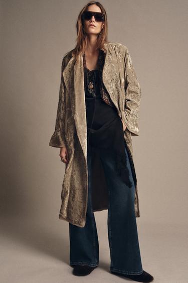 Zara Бархатное кимоно с вышивкой ZW COLLECTION LIMITED EDITION купить с доставкой.