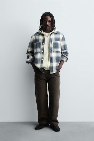 Zara Фланелевая рубашка в клетку купить с доставкой.