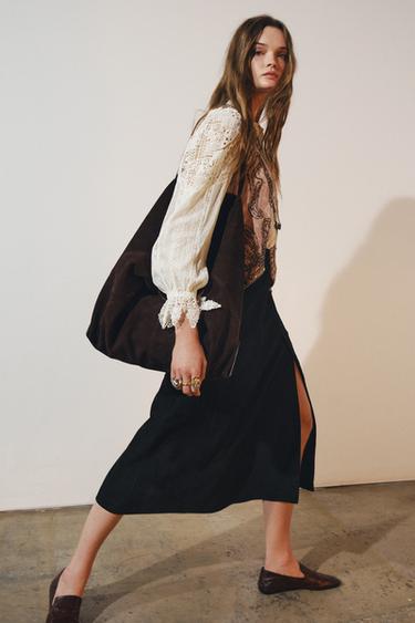 Zara Юбка-трапеция из замши — ZW COLLECTION LIMITED EDITION купить с доставкой.