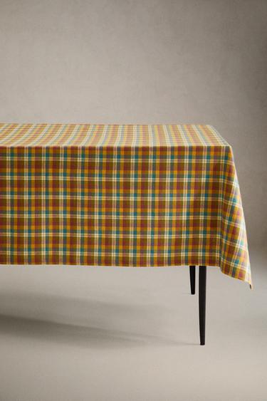 Zara Скатерть из хлопка с клетчатым дизайном из окрашенной нити купить с доставкой.