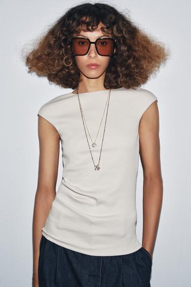 Zara Топ в рубчик со сборками