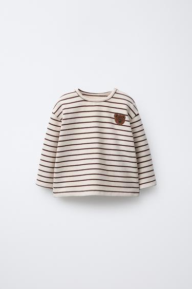 Zara Футболка в полоску с мишкой купить с доставкой.