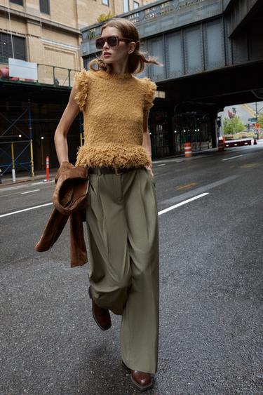 Zara Брюки PAPER BAG с поясом купить с доставкой.