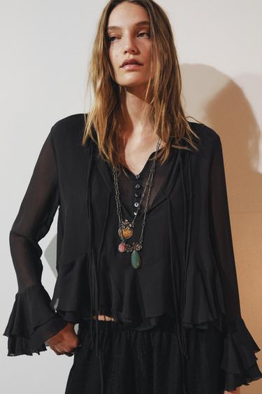 Zara Рубашка с воланами — ZW COLLECTION купить с доставкой.