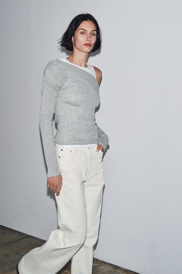 Zara Асимметричная футболка с эффектом двойного слоя купить с доставкой.