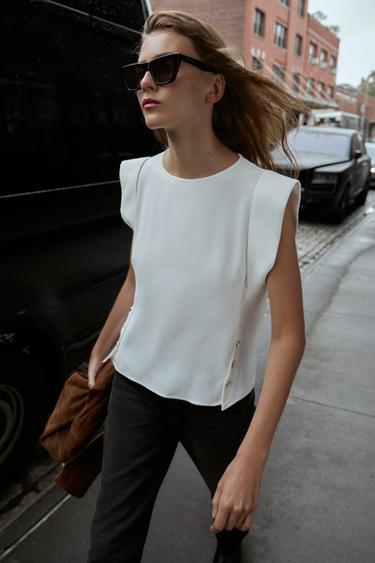 Zara Рубашка без рукавов с плечами купить с доставкой.