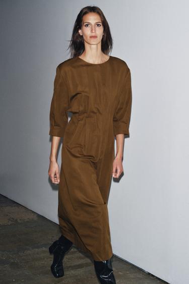 Zara Платье миди со складками — ZW COLLECTION