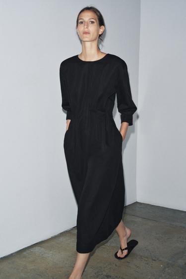 Zara Платье миди со складками — ZW COLLECTION купить с доставкой.