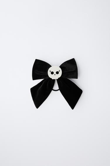 Zara Резинка для волос с бархатным бантом и черепом
