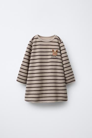 Zara Платье из мягкой ткани в полоску с махровой аппликацией купить с доставкой.