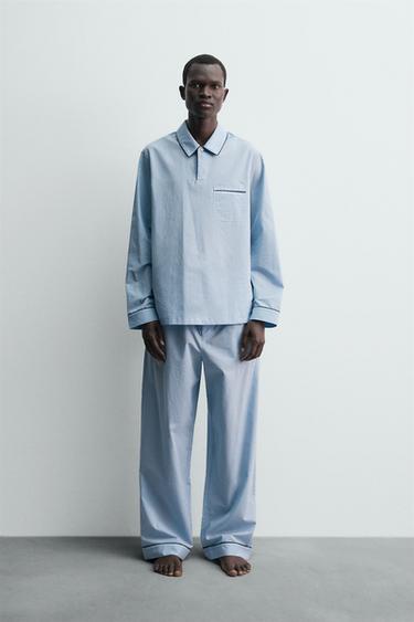 Zara Жаккардовая пижамная рубашка-поло купить с доставкой.