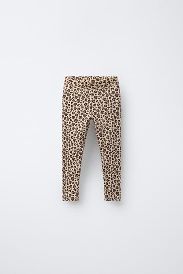 Zara Легинсы в рубчик с принтом