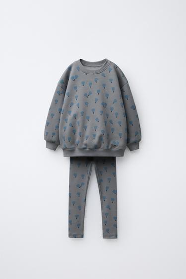 Zara Комплект: толстовка и легинсы в рубчик с принтом