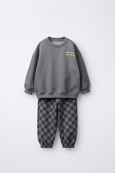 Zara Комплект для бега, толстовка и брюки в шахматную клетку