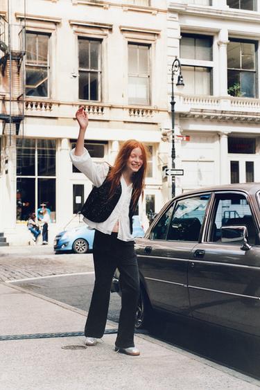 Zara Жилет VELVET с бусинами