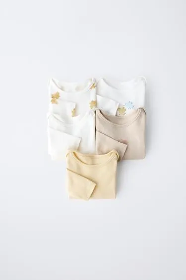 Набор из пяти боди с принтом  птицы - Заказать в России