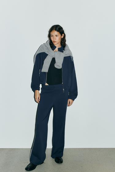 Zara Широкие брюки из мягкой ткани с кружевом