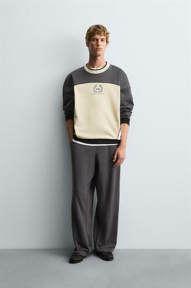 Zara Толстовка с цветными блоками и принтом