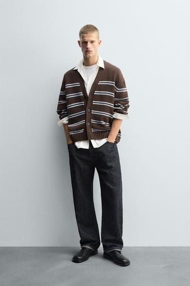 Zara Жаккардовый кардиган в полоску