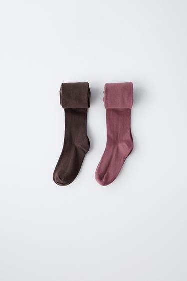 Zara Набор из двух однотонных колготок купить с доставкой.