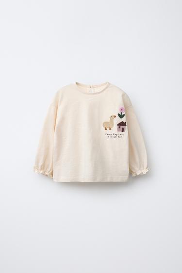 Zara Футболка с вязаными нашивками