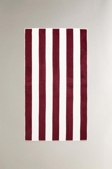 Zara Пляжное полотенце из хлопкового махры с широкими полосами