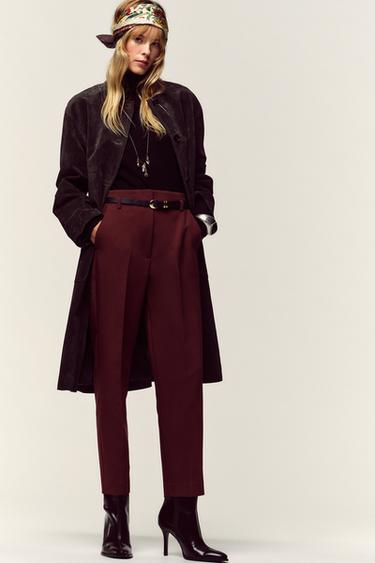 Zara Брюки с высокой посадкой и ремнем