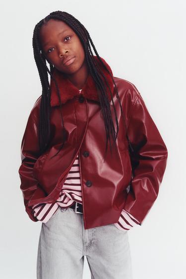 Zara Куртка из лакированной ткани со съемным воротником