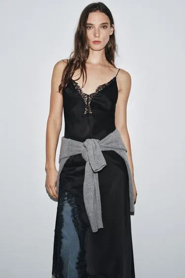 Атласное платье с кружевом ZW COLLECTION