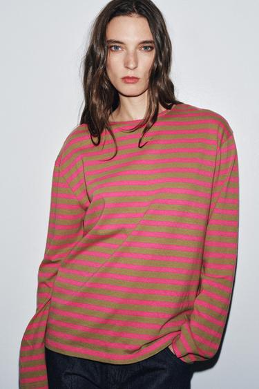 Zara Футболка в полоску с длинными рукавами