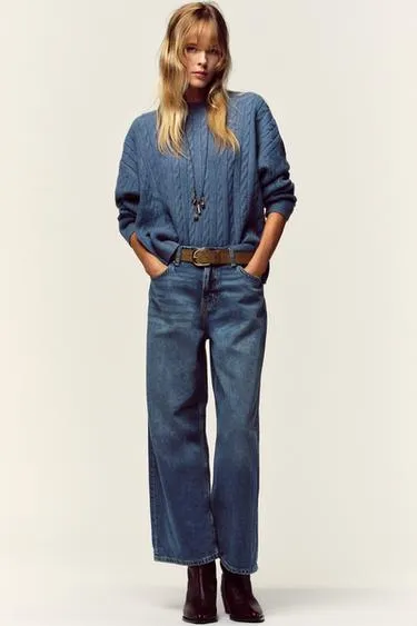 Джинсы WIDE LEG CROPPED с высокой посадкой и поясом Z.08