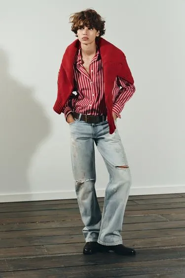 Укороченные прямые джинсы TRF со средней посадкой