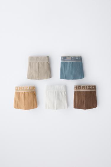 Zara 6-14 лет/набор из пяти трусов-боксеров с тисненым текстом