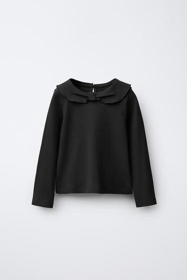 Zara Топ в рубчик с круглым воротником