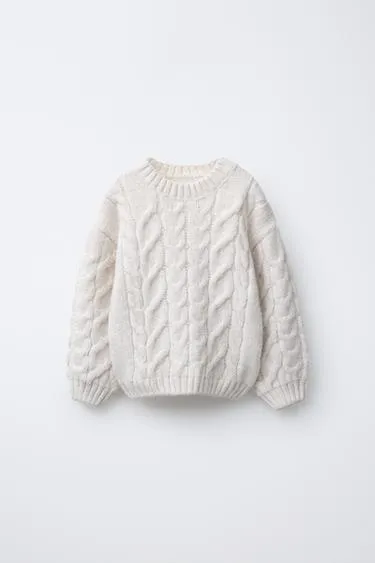 Вязаный свитер с узором «косы»- Заказать в России