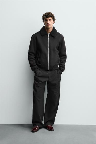 Zara Куртка из искусственной замши с искусственным мехом