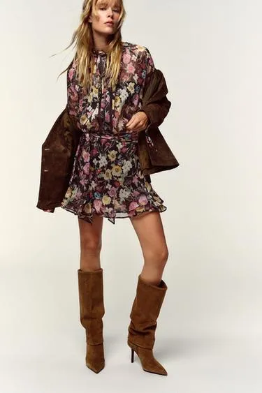 Мини-платье с цветочным принтом- Заказать в России